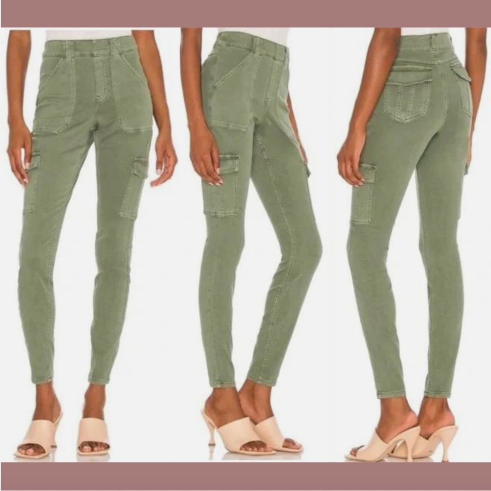 NWT $128 Spanx Stretch Twill Ankle Cargo Pants Soft Sage Green [ Small P ]‎ 6133